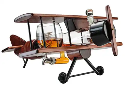 Whiskey & Wine Decanter Airplane and Glasses Set