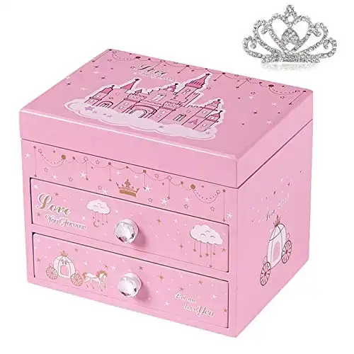 Musical Jewelry Box with Princess Crown
