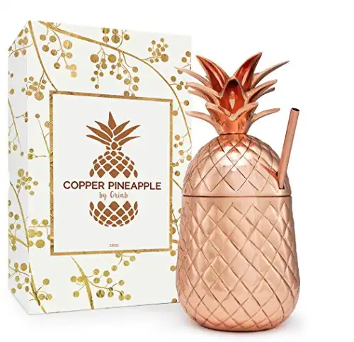 Copper Pineapple Mug with Straw