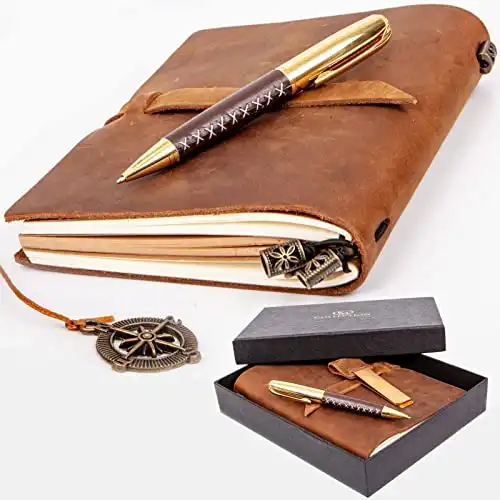 Vintage Leather Journal & Pen Kit Set