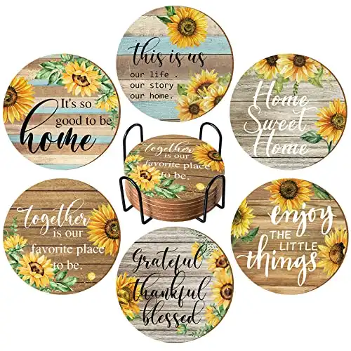 6 Pieces Vintage Coasters with Holder