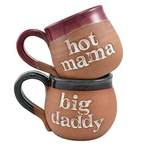 Hot Mama and Big Dadd Pottery Mugs Set