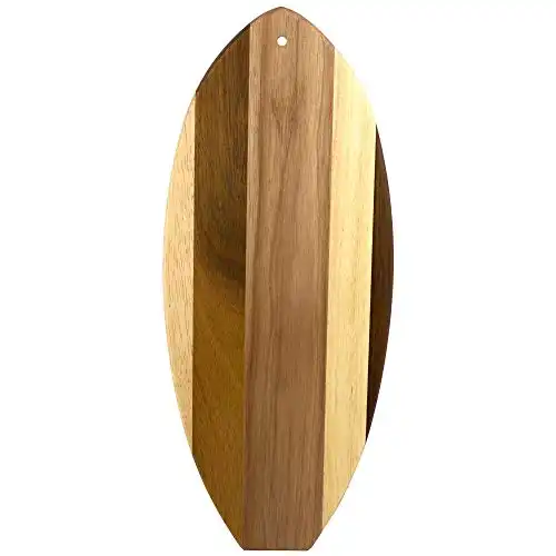 Surfboard Shaped Wood Serving and Cutting Board